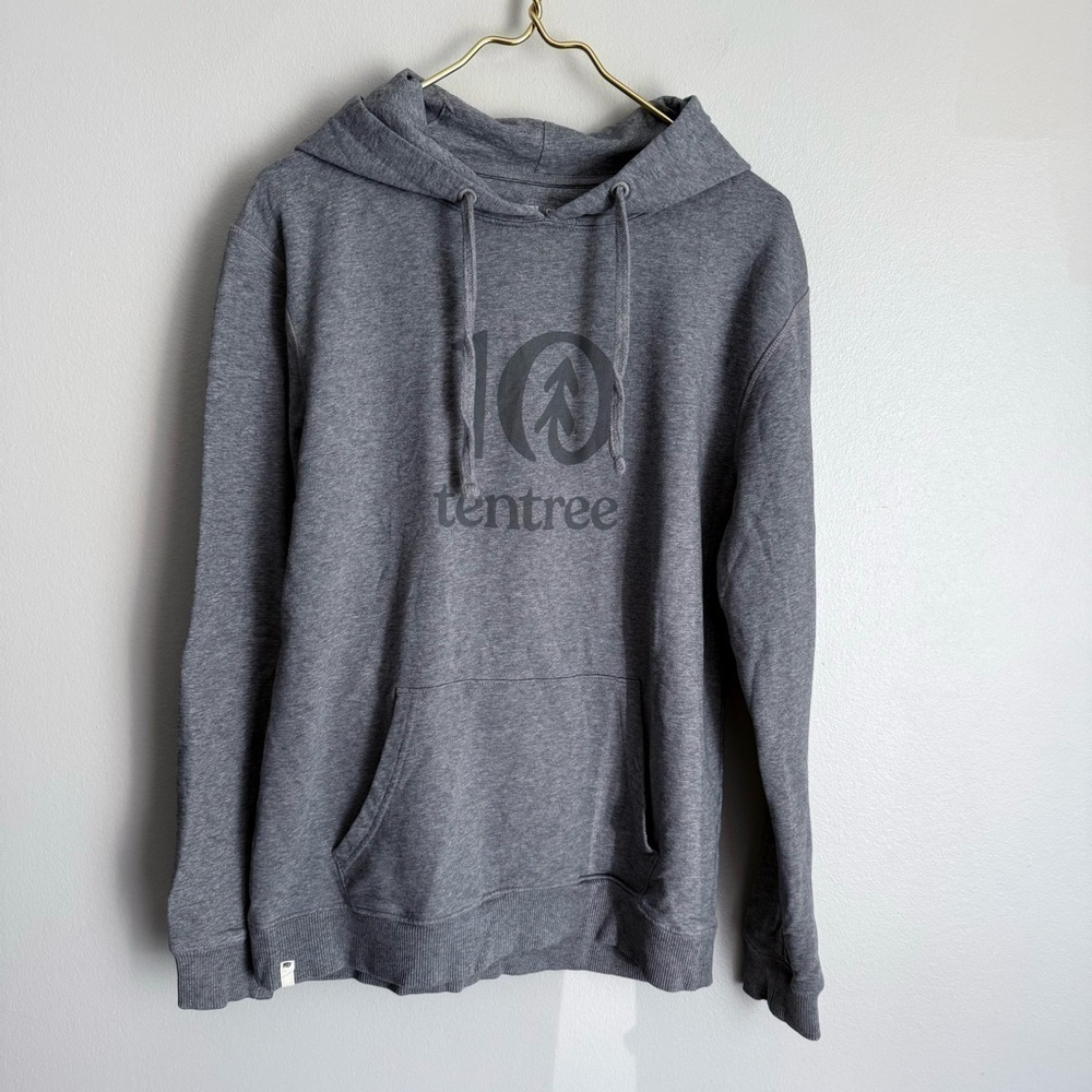 tentree men’s Logo Hoodie Sustainable organic cotton Hoodie grey size small